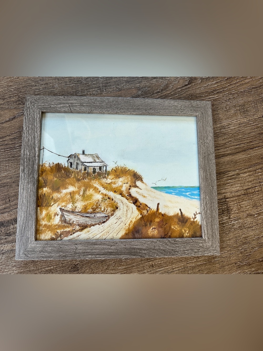 Original Coastal Beach Cottage Painting- Acrylic Treated Canvas